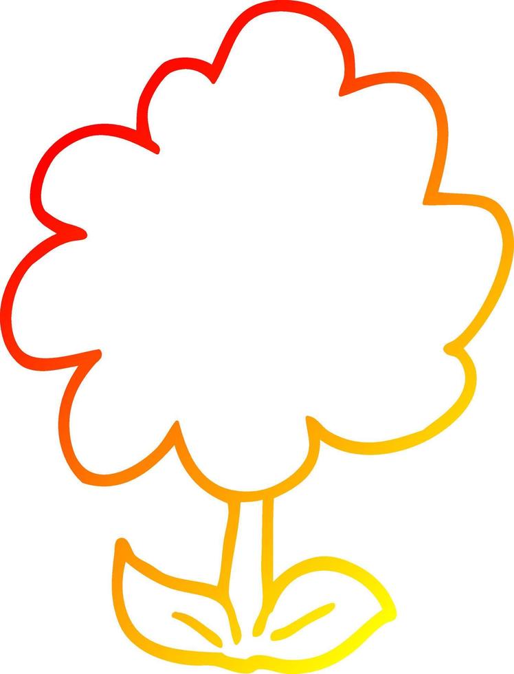 warme gradiënt lijntekening cartoon bloem vector