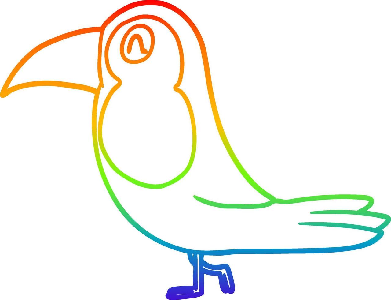 regenbooggradiënt lijntekening cartoon toekan vector