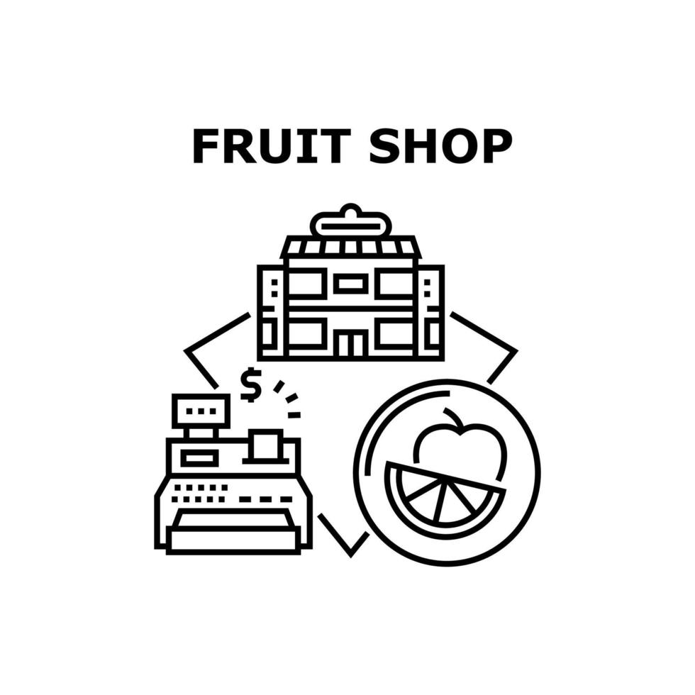 fruit winkel verkoop vector concept zwarte illustratie