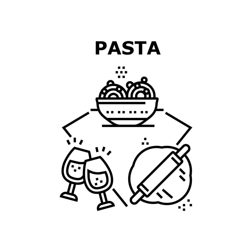pasta smakelijk gerecht vector concept zwarte illustratie