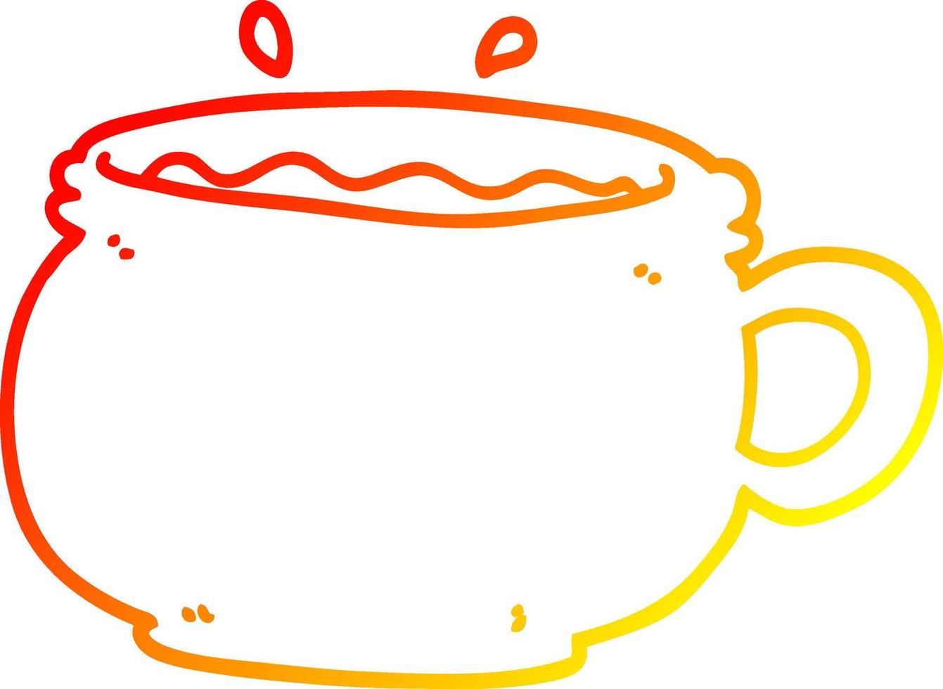 warme gradiënt lijntekening cartoon warme kop koffie vector