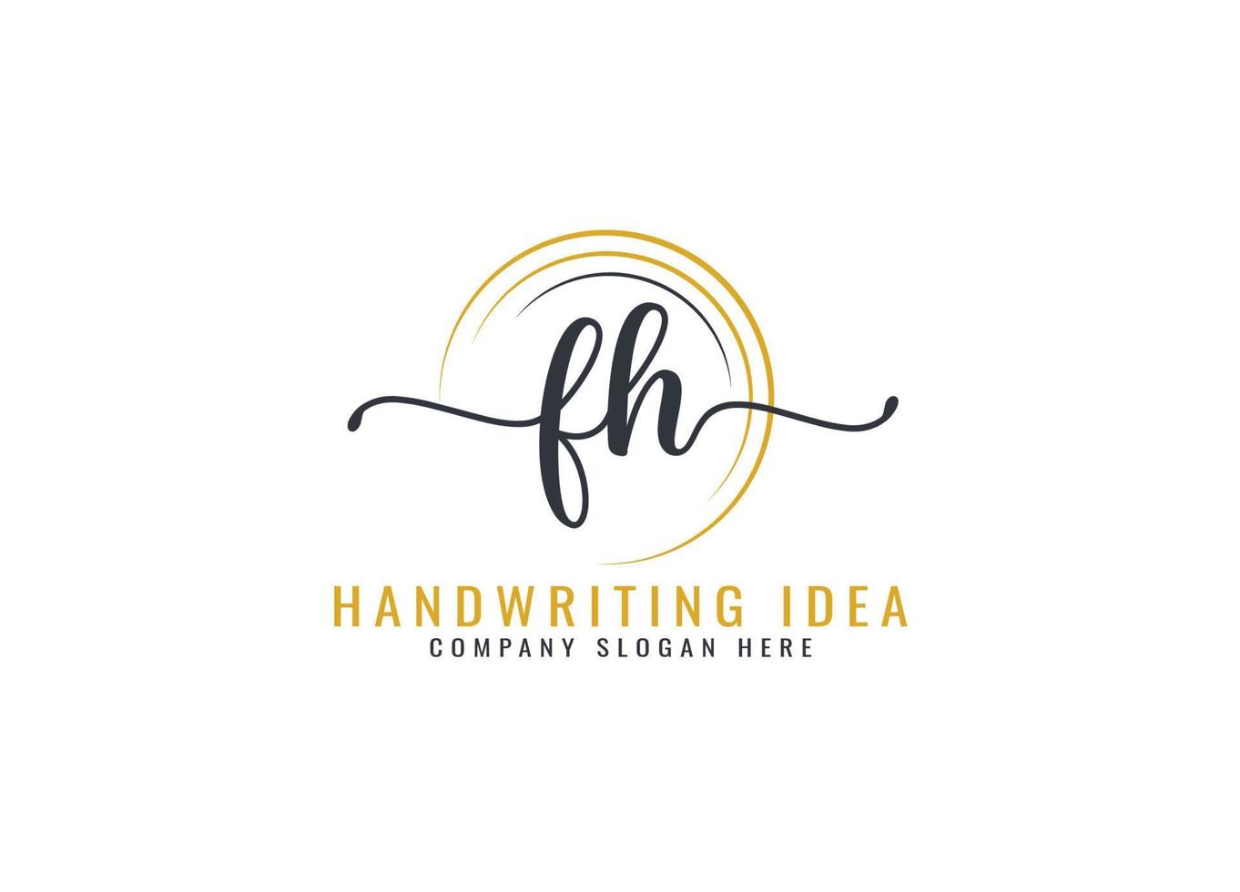 eerste fh brief handschrift logo ontwerp vector