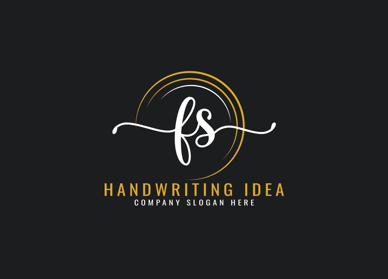 eerste fs brief handschrift logo ontwerp vector
