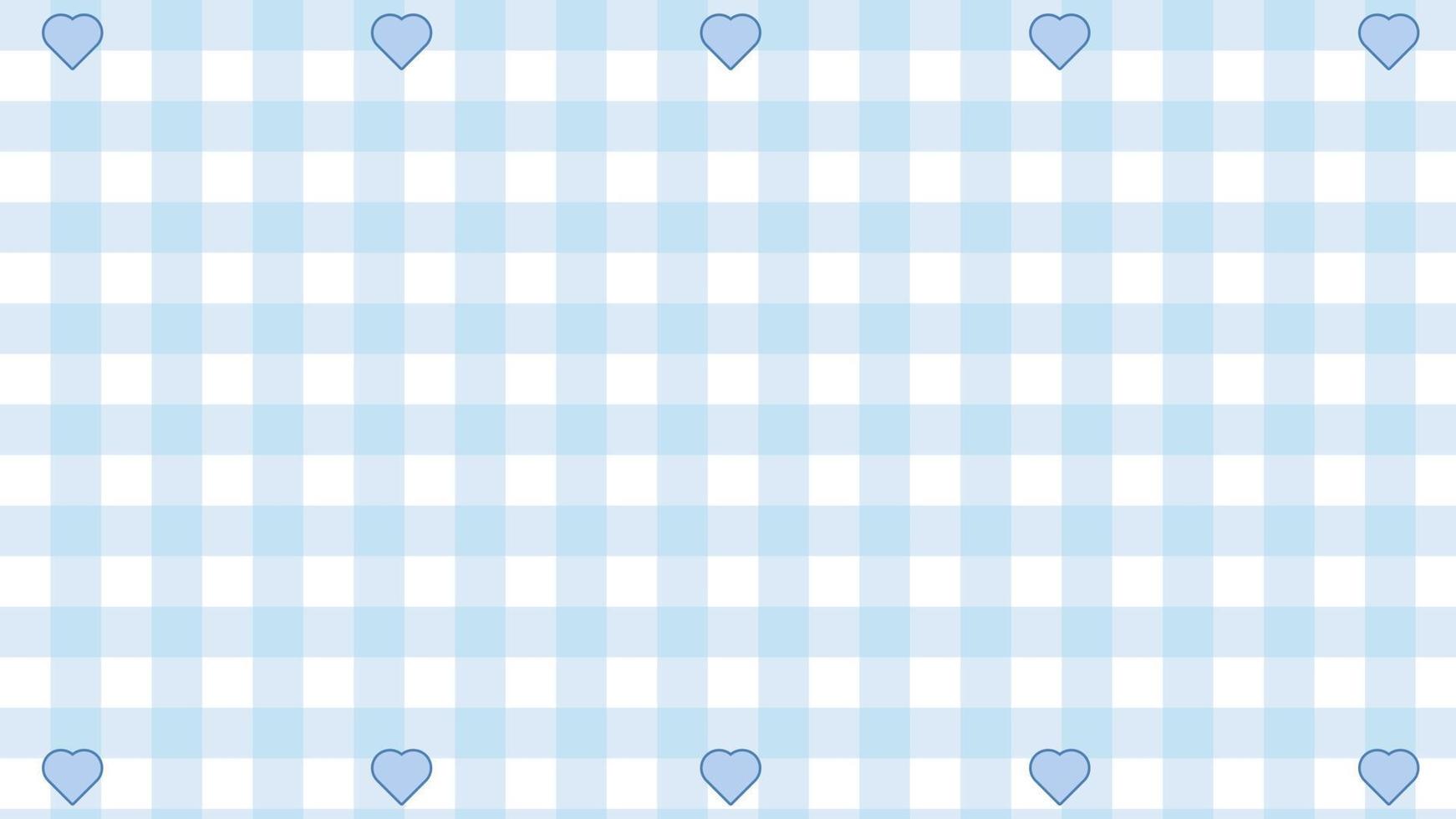 schattig blauw gingang, plaid, geruit patroon met hart achtergrond, perfect voor behang, achtergrond, briefkaart, achtergrond vector