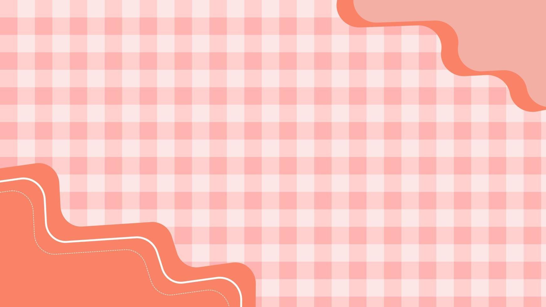 esthetische minimale roze perzikschijven, pastel, plaid, dambordbehangillustratie, perfect voor behang, achtergrond, briefkaart, achtergrond vector