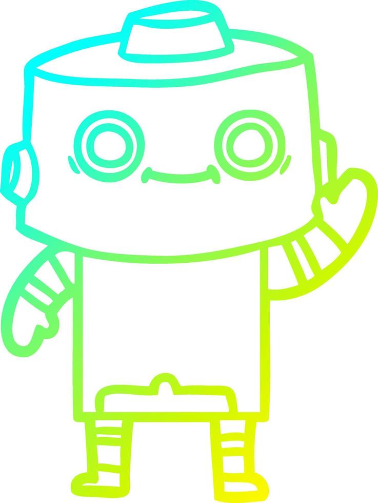 koude gradiënt lijntekening cartoon robot vector