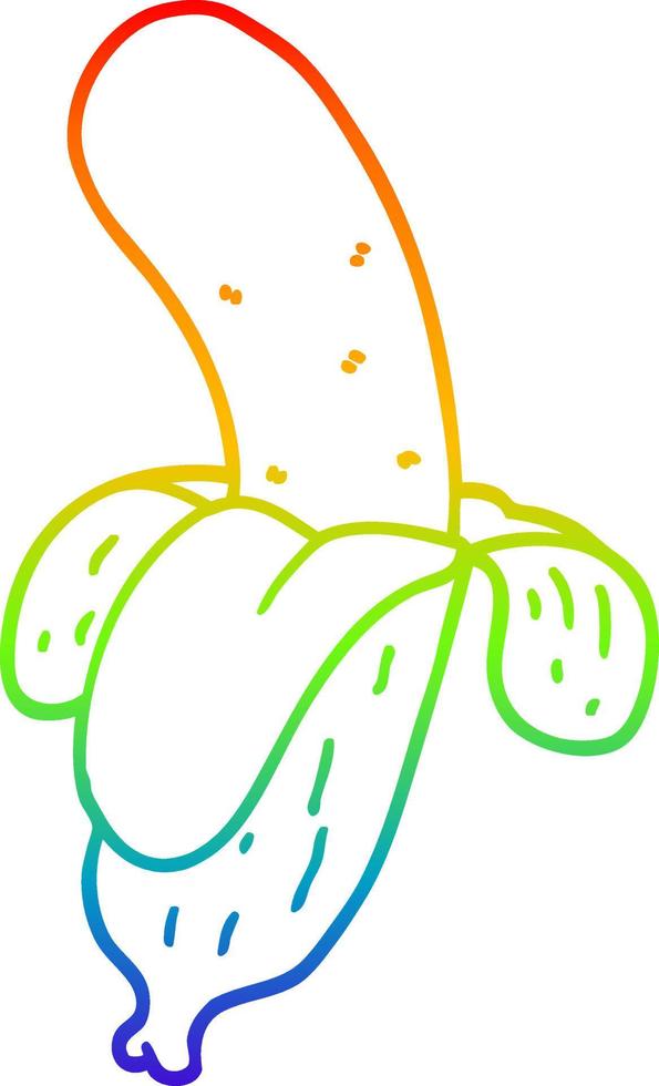 regenbooggradiënt lijntekening cartoon banaan vector