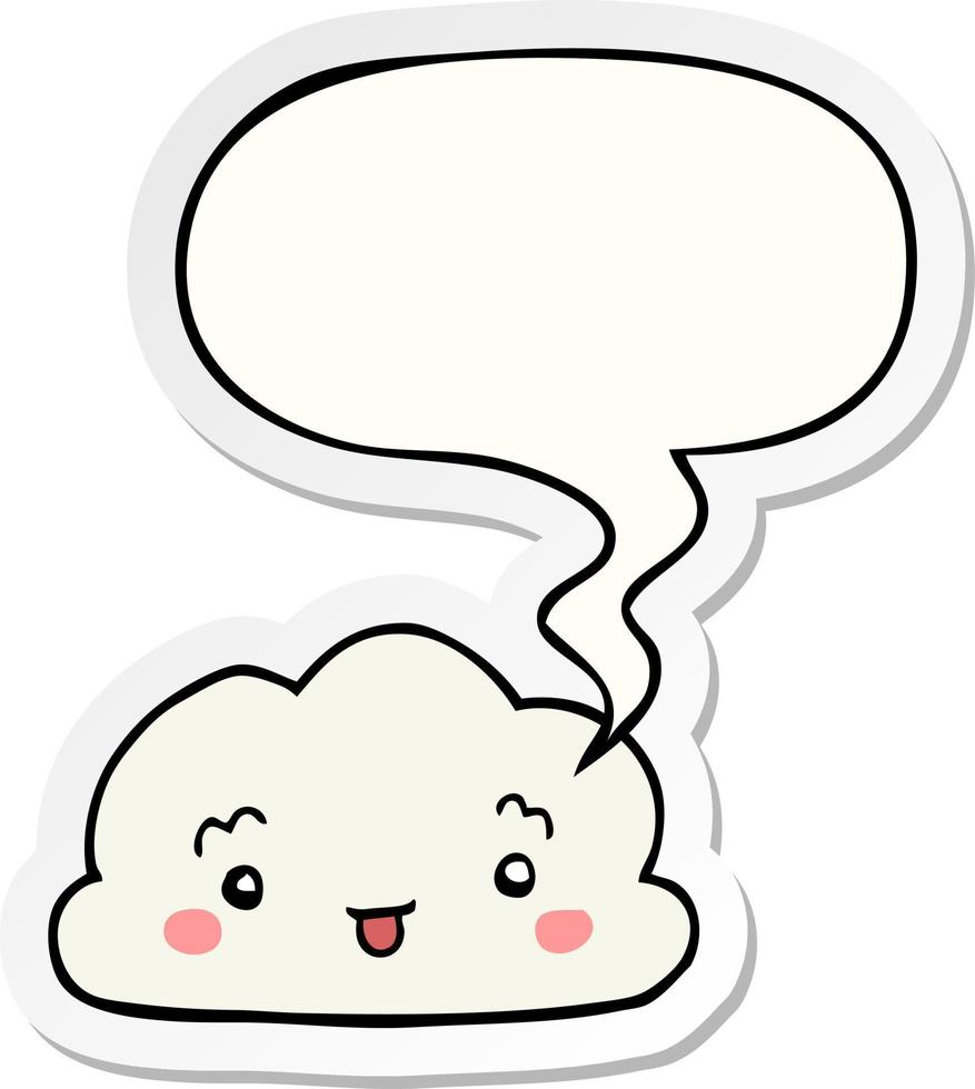 cartoon wolk en tekstballon sticker vector