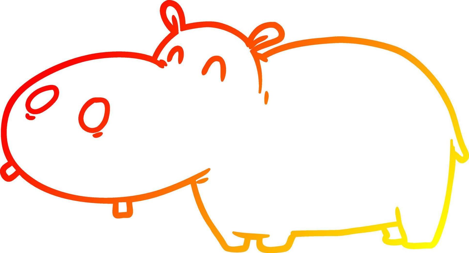 warme gradiënt lijntekening cartoon nijlpaard vector
