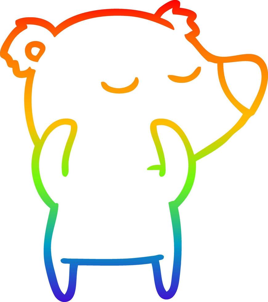 regenbooggradiënt lijntekening happy cartoon ijsbeer vector