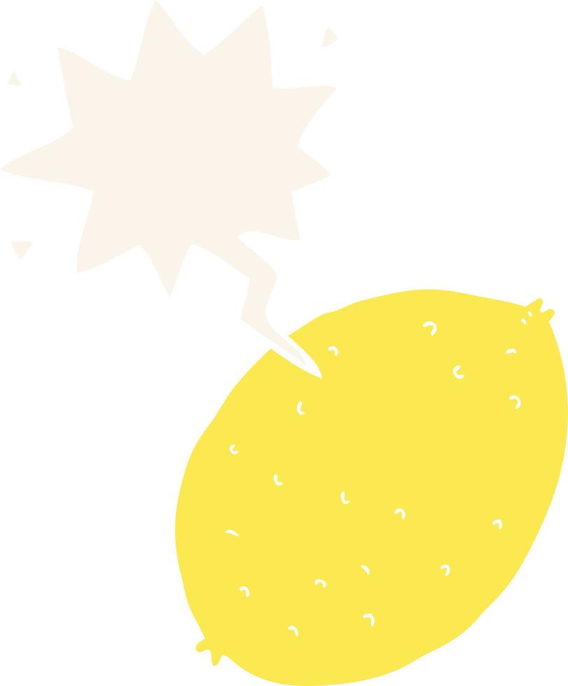 cartoon citroen en tekstballon in retro stijl vector