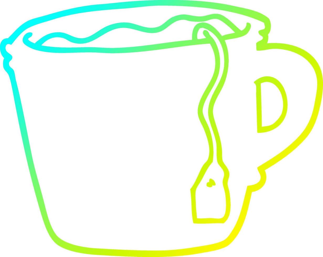 koude gradiënt lijntekening cartoon warme kop thee vector