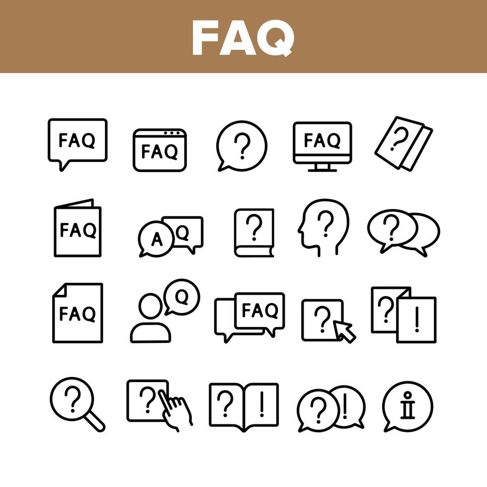faq veelgestelde vragen pictogrammen instellen vector