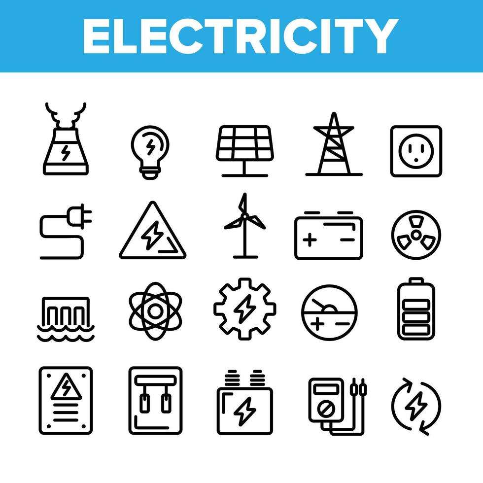 collectie elektriciteitsindustrie pictogrammen instellen vector