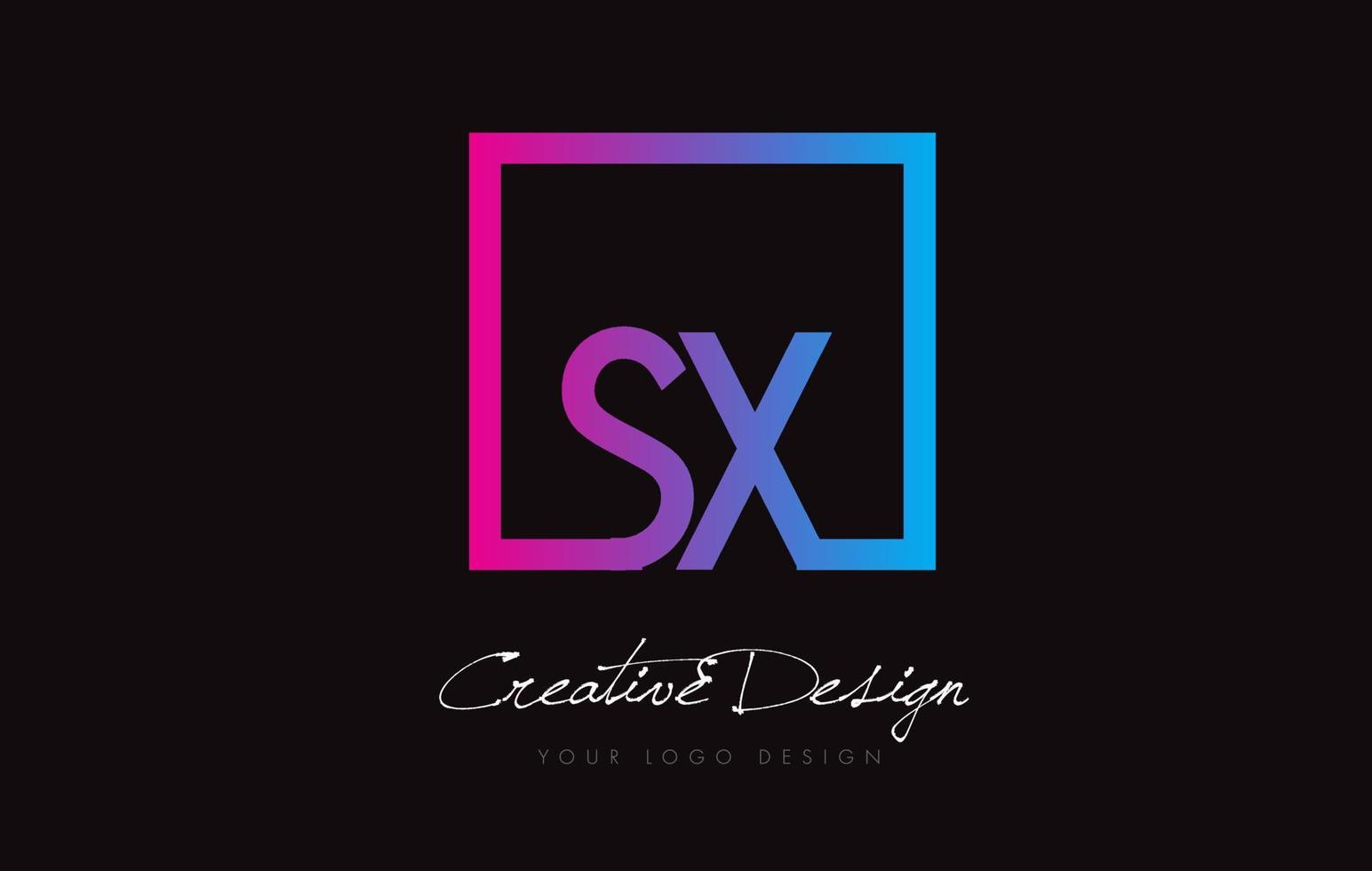 sx vierkant frame letter logo-ontwerp met paarsblauwe kleuren. vector