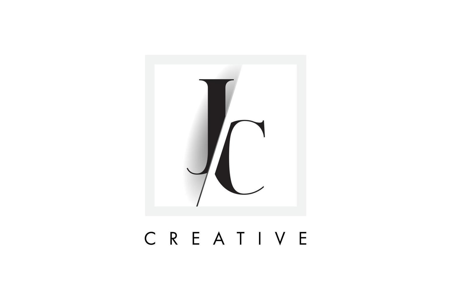 jc serif letter logo-ontwerp met creatieve doorsneden snit. vector