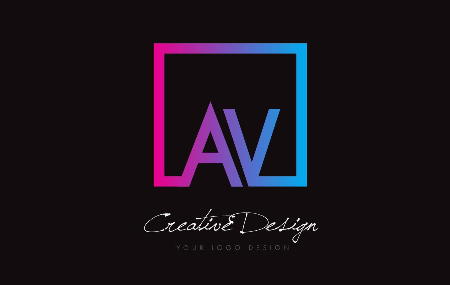 av vierkante frame letter logo ontwerp met paars blauwe kleuren. vector