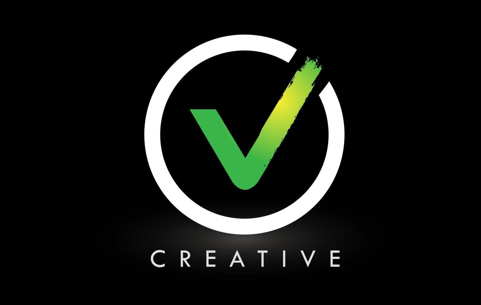 v groen wit borstel letter logo ontwerp. creatieve geborstelde letters pictogram logo. vector