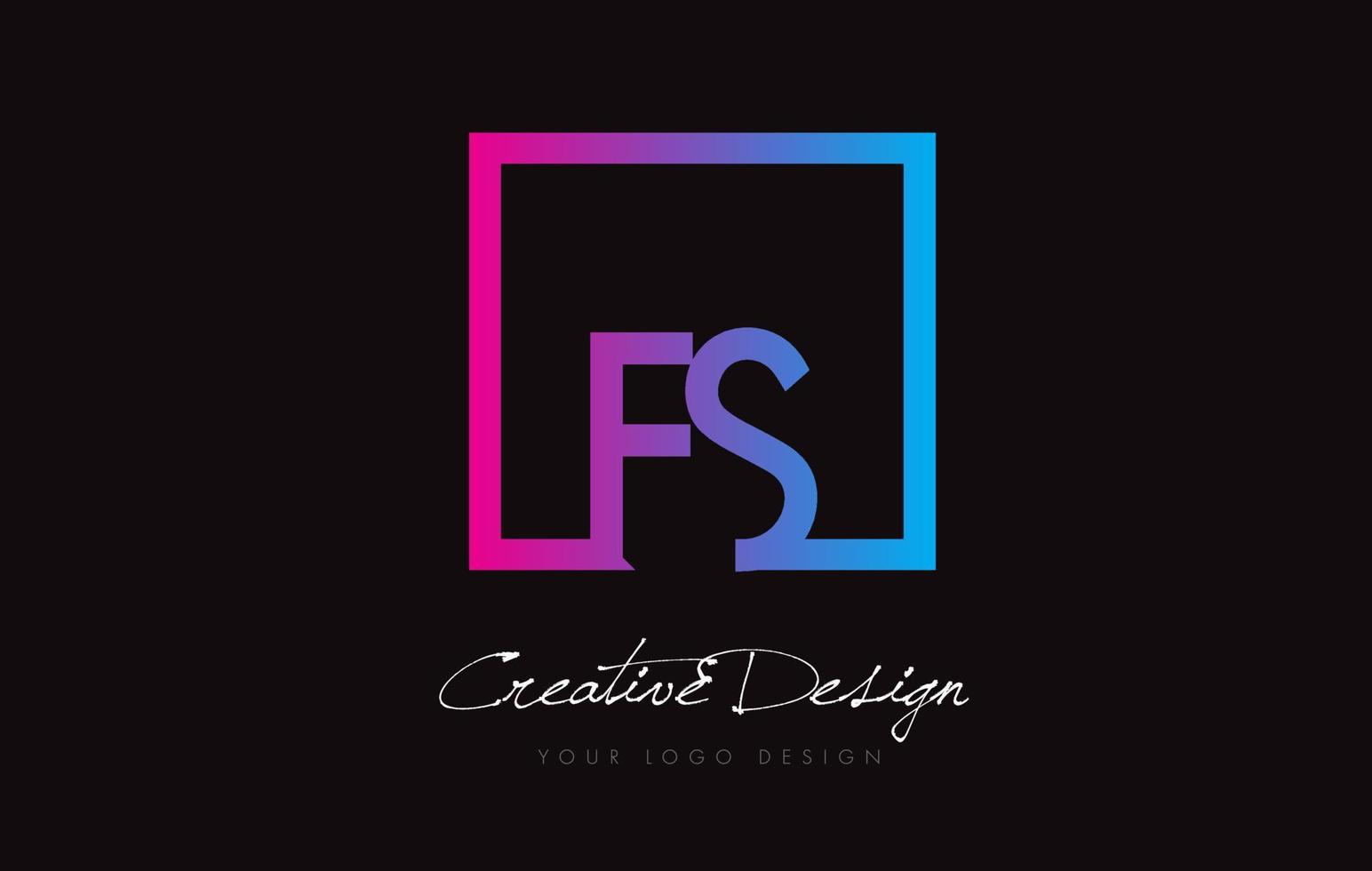 fs vierkante frame letter logo ontwerp met paars blauwe kleuren. vector