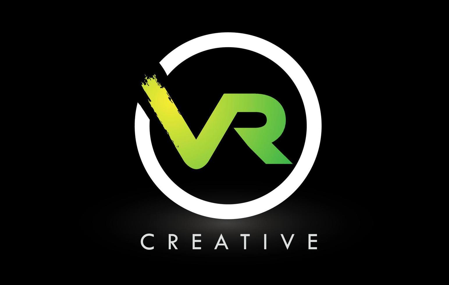 vr groen wit borstel letter logo ontwerp. creatieve geborstelde letters pictogram logo. vector