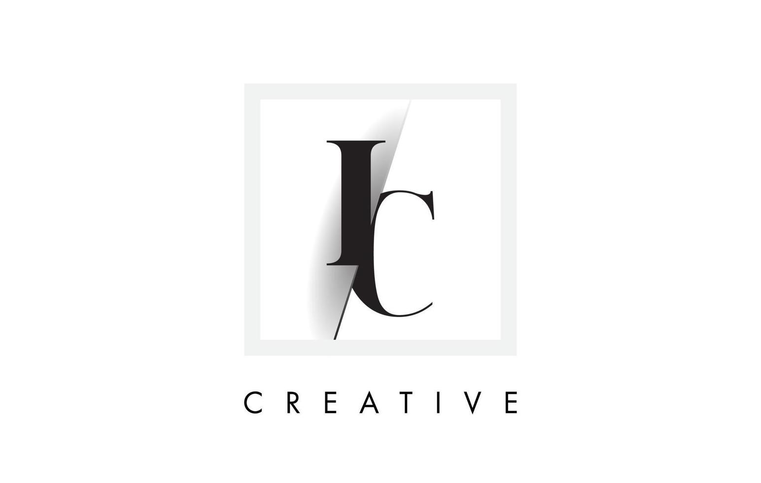 ic serif letter logo-ontwerp met creatieve doorsneden snit. vector