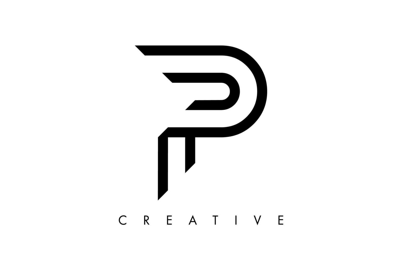 p letter logo monogram met zwarte en witte lijnen en minimalistisch design vector