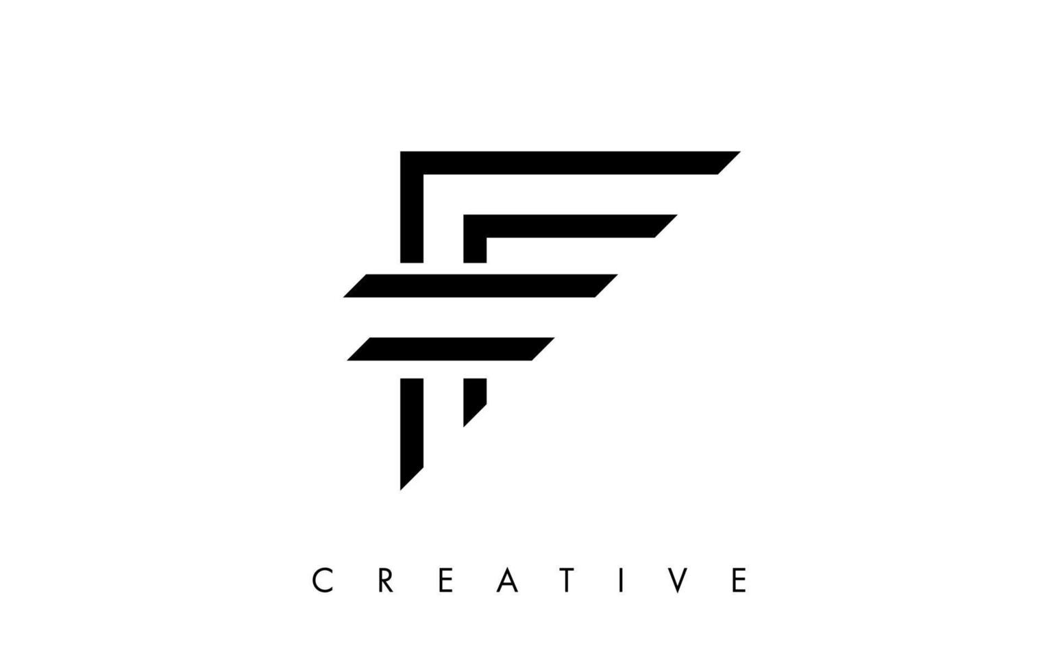 f letter logo monogram met zwarte en witte lijnen en minimalistisch design vector