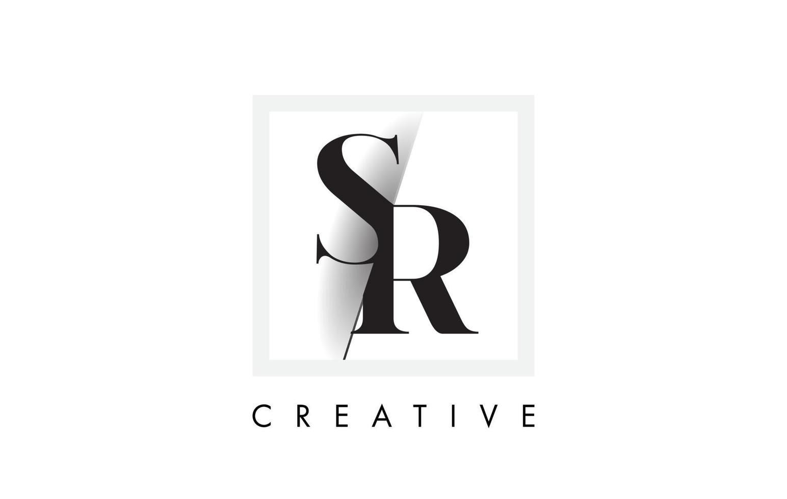 sr serif letter logo-ontwerp met creatieve doorsneden snit. vector