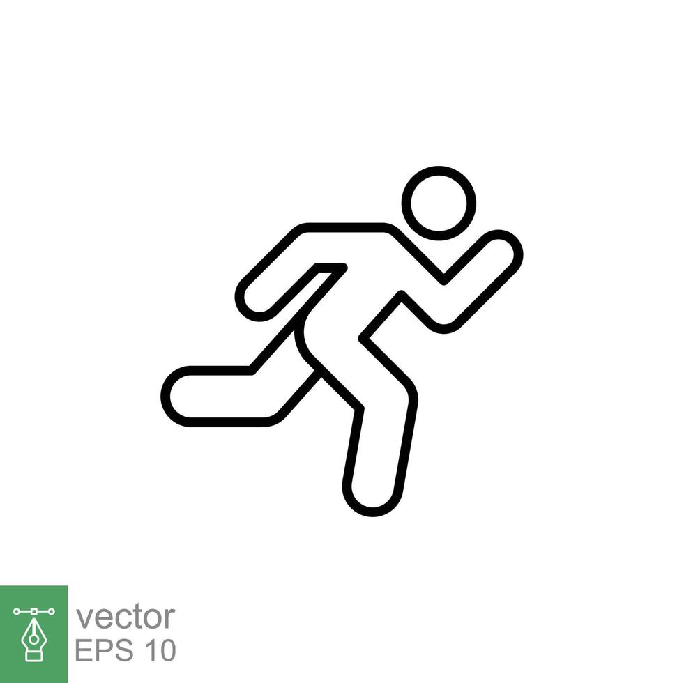 loper pictogram. eenvoudige omtrekstijl. man snel rennen, race, sprint, sportconcept. dunne lijn vectorillustratie geïsoleerd op een witte achtergrond. eps 10. vector