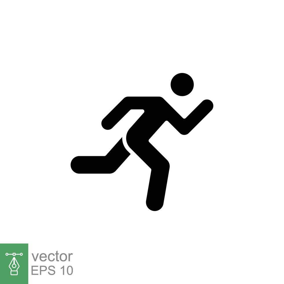 loper pictogram. eenvoudige solide stijl. man snel rennen, race, sprint, sportconcept. glyph vectorillustratie geïsoleerd op een witte achtergrond. eps 10. vector