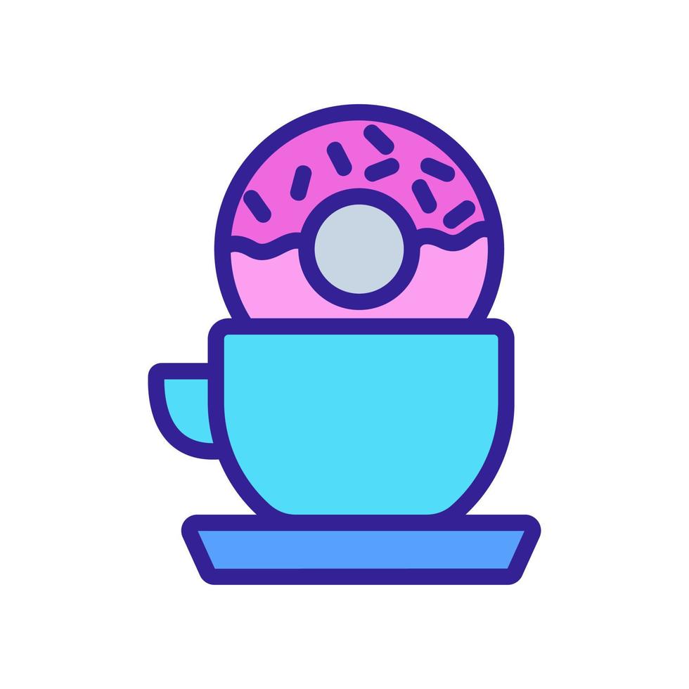 dompelen donut in kopje thee pictogram vector overzicht illustratie