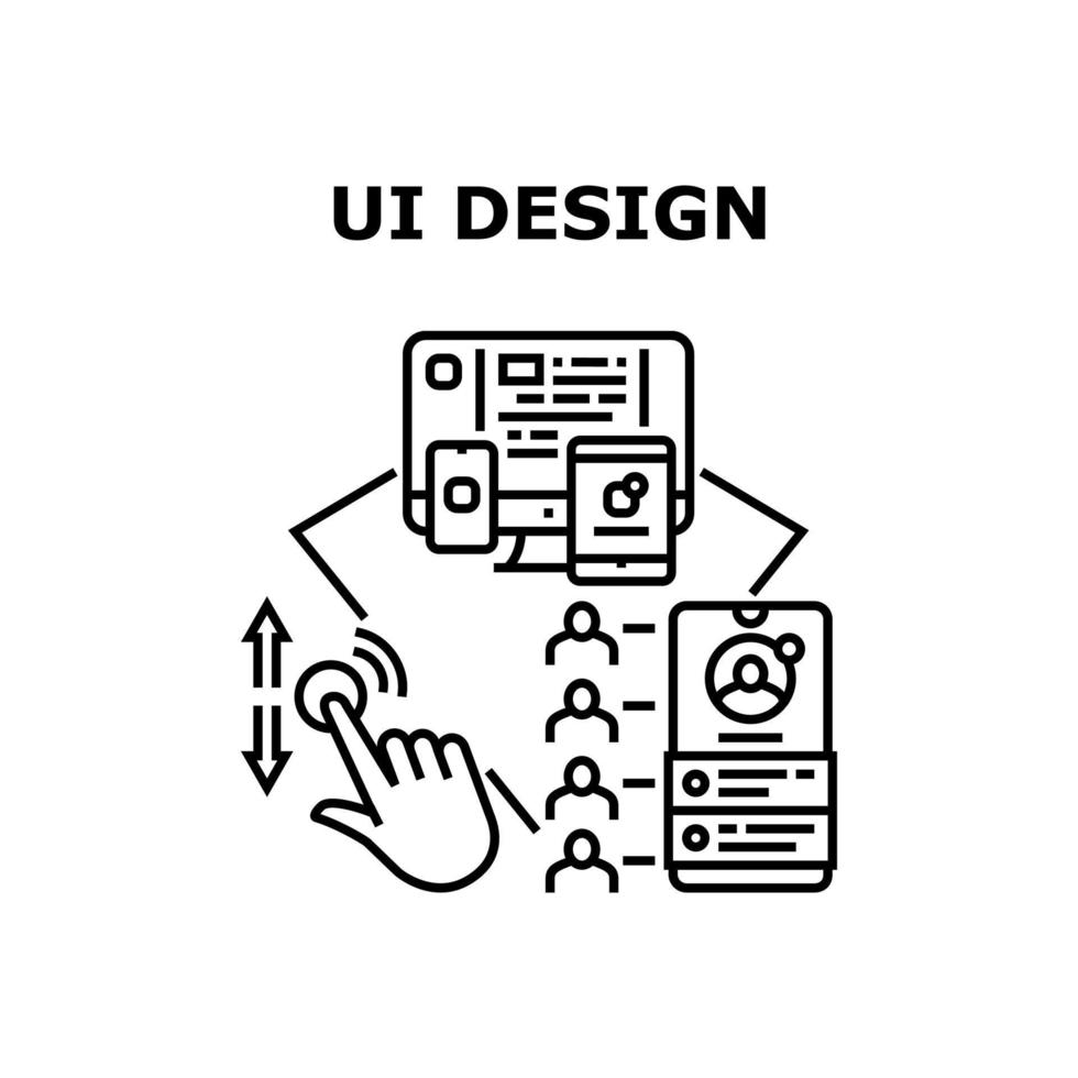 ui ontwerp apparaat vector concept zwarte illustratie