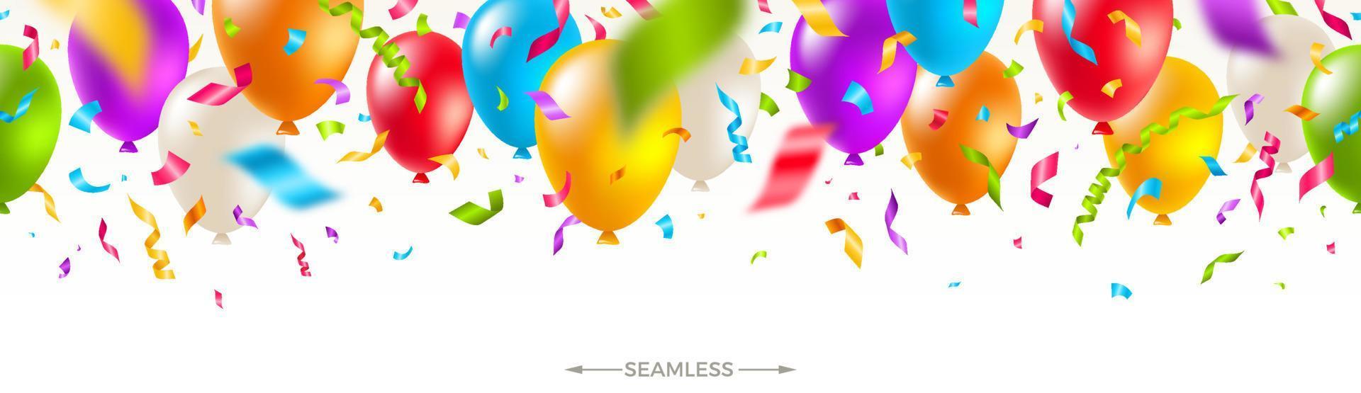 feestelijke naadloze banner - veelkleurige ballonnen en confetti. vector