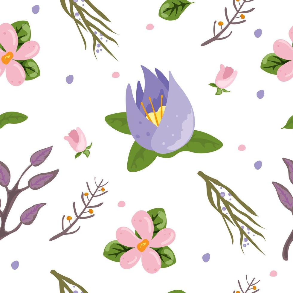 een patroon van abstracte bloemen en bladeren. vectorillustratie. vector