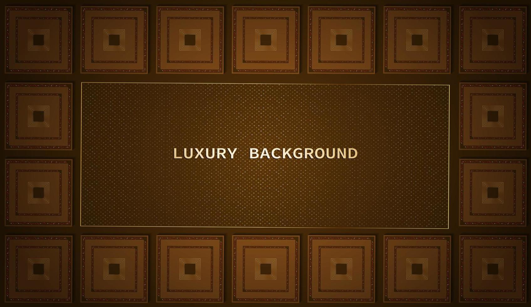 luxe achtergrond met geruite decoratie en gouden frame, bruine achtergrond vector
