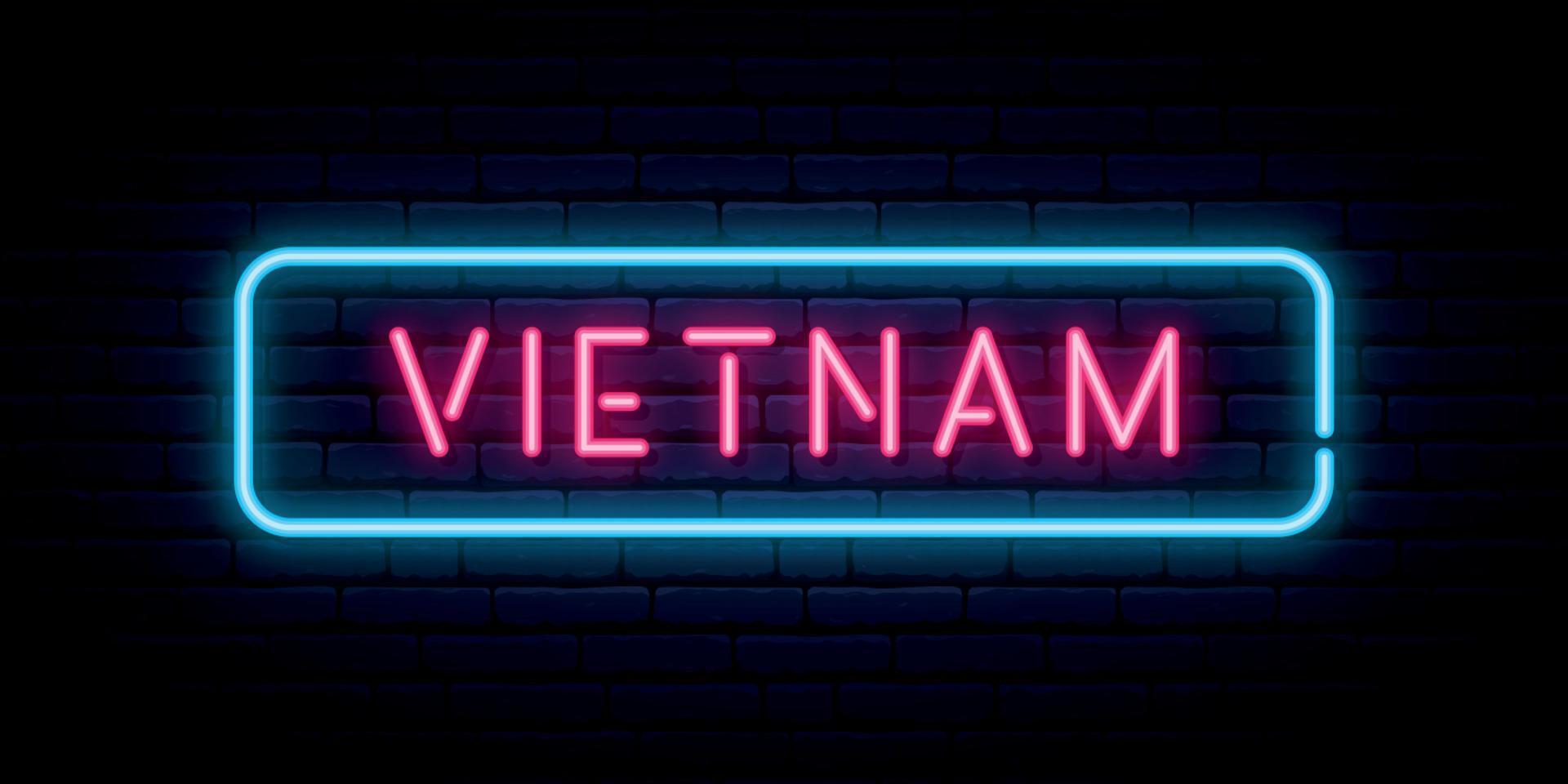 Vietnam neon teken. helder licht uithangbord. vector