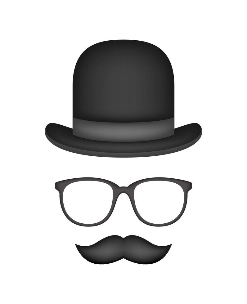 snor, hoed en bril geïsoleerd op een witte achtergrond vector