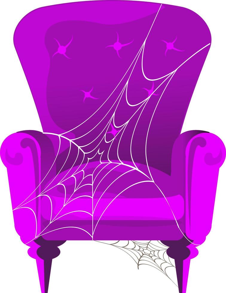 Halloween-accessoires. vectorillustratie violet fauteuil heks web .isolated. vector