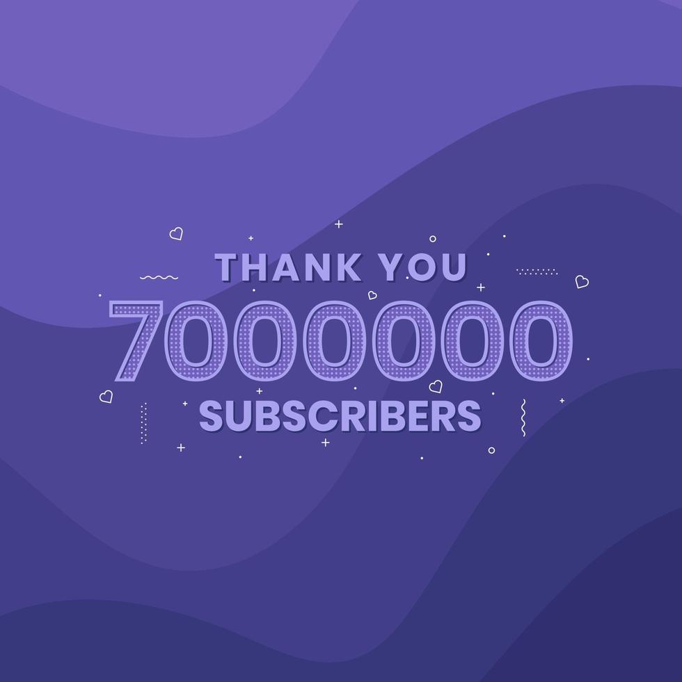 bedankt 7000000 abonnees 7 miljoen abonnees viering. vector