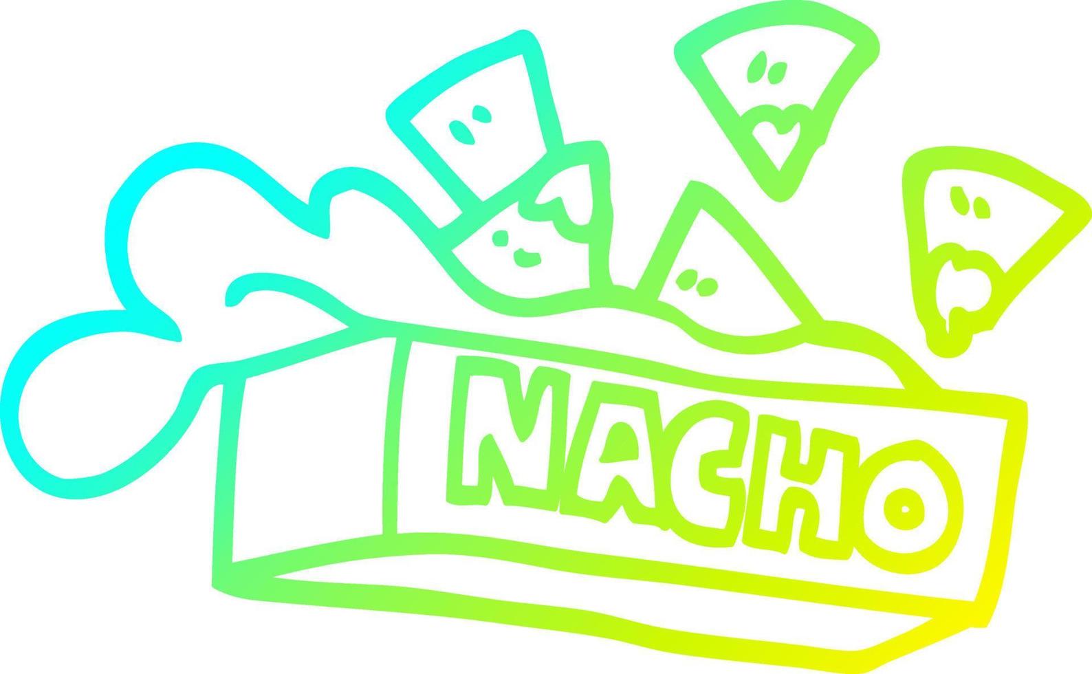 koude gradiënt lijntekening cartoon nacho box vector