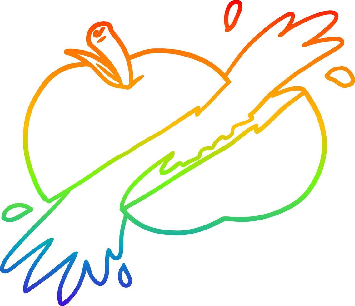 regenbooggradiënt lijntekening cartoon gesneden appel vector