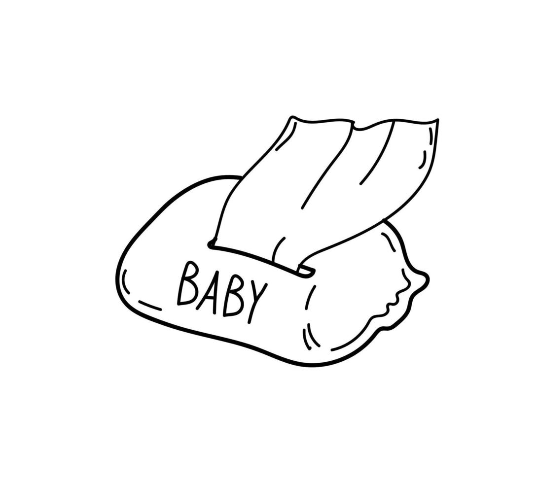 baby tissue box, vector doodle natte tissue om af te vegen