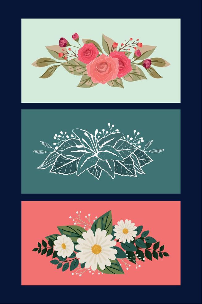 set bloemen uitnodiging vector