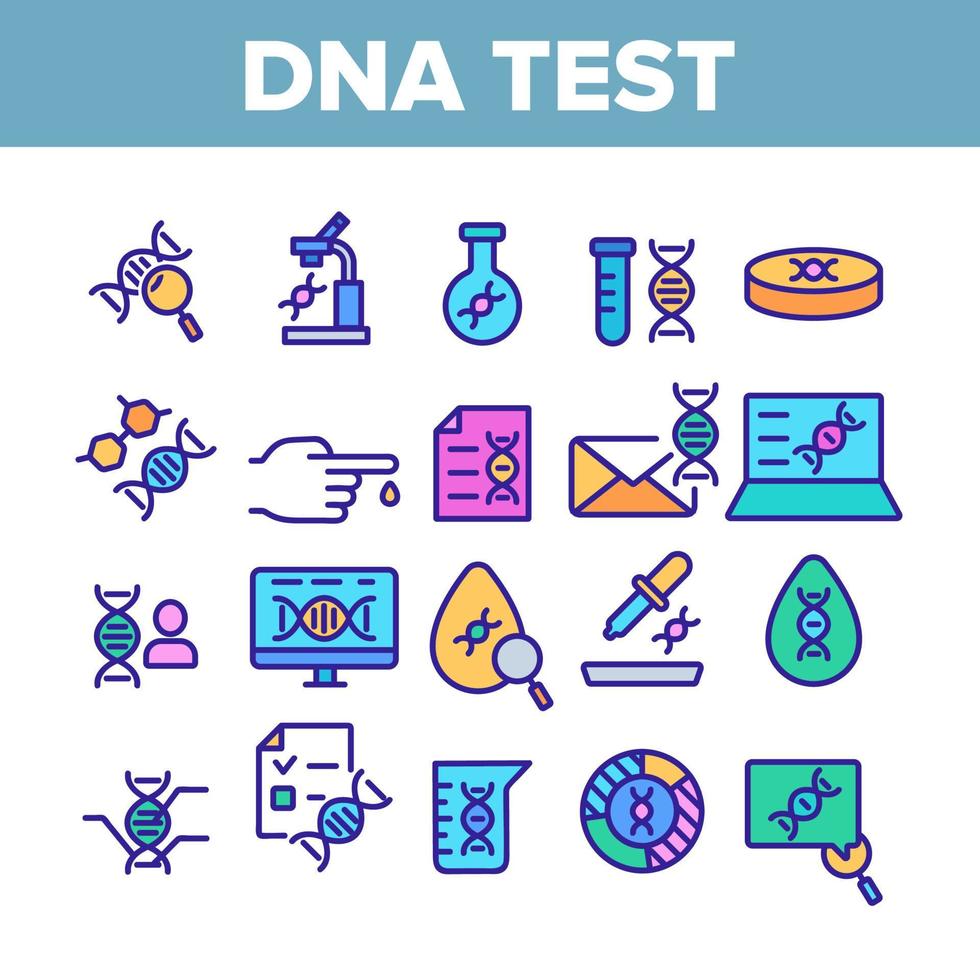 dna-test collectie elementen pictogrammen kleur set vector