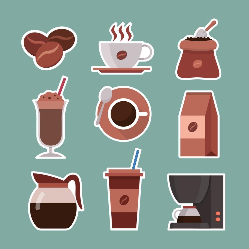 koffie tijd stickers collectie set vector