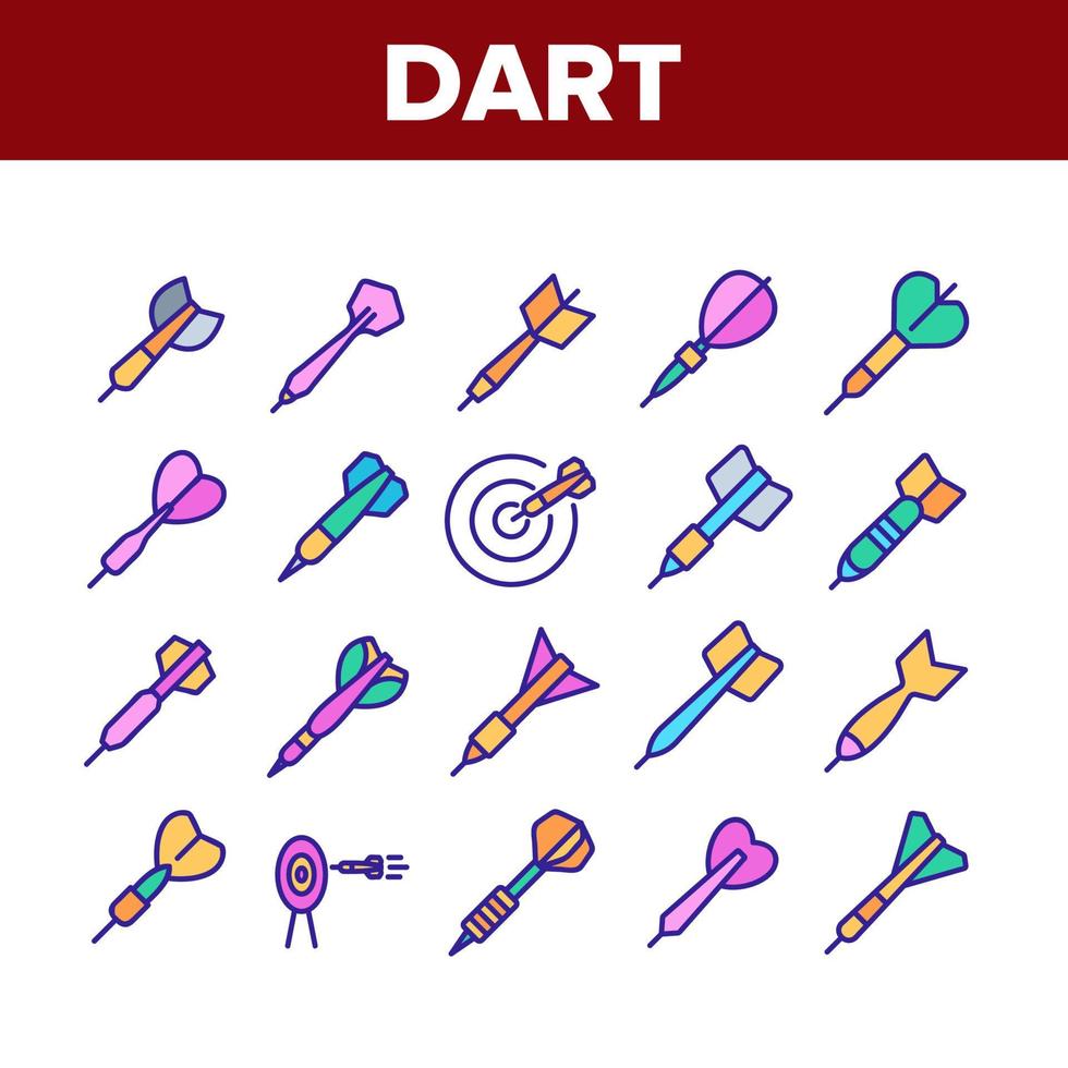 dart voor play game collectie iconen set vector