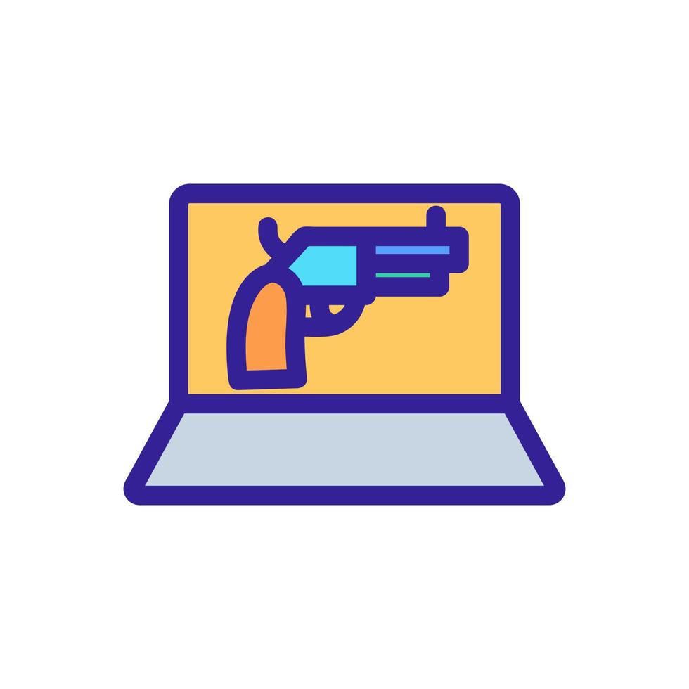 laptop pistool verkopen pictogram vector. geïsoleerde contour symbool illustratie vector