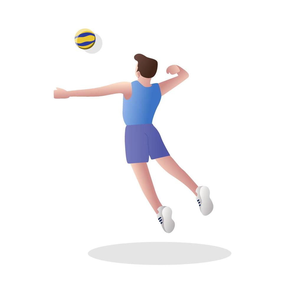 mannelijke volleyballers in pose spelen met ballen. mannen volleyballen. vector