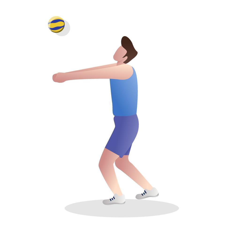 mannelijke volleyballers in pose spelen met ballen. mannen volleyballen. vector