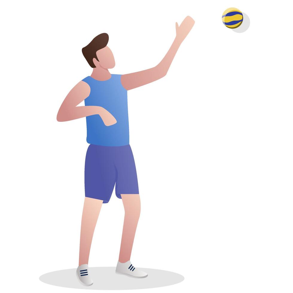 mannelijke volleyballers in pose spelen met ballen. mannen volleyballen. vector